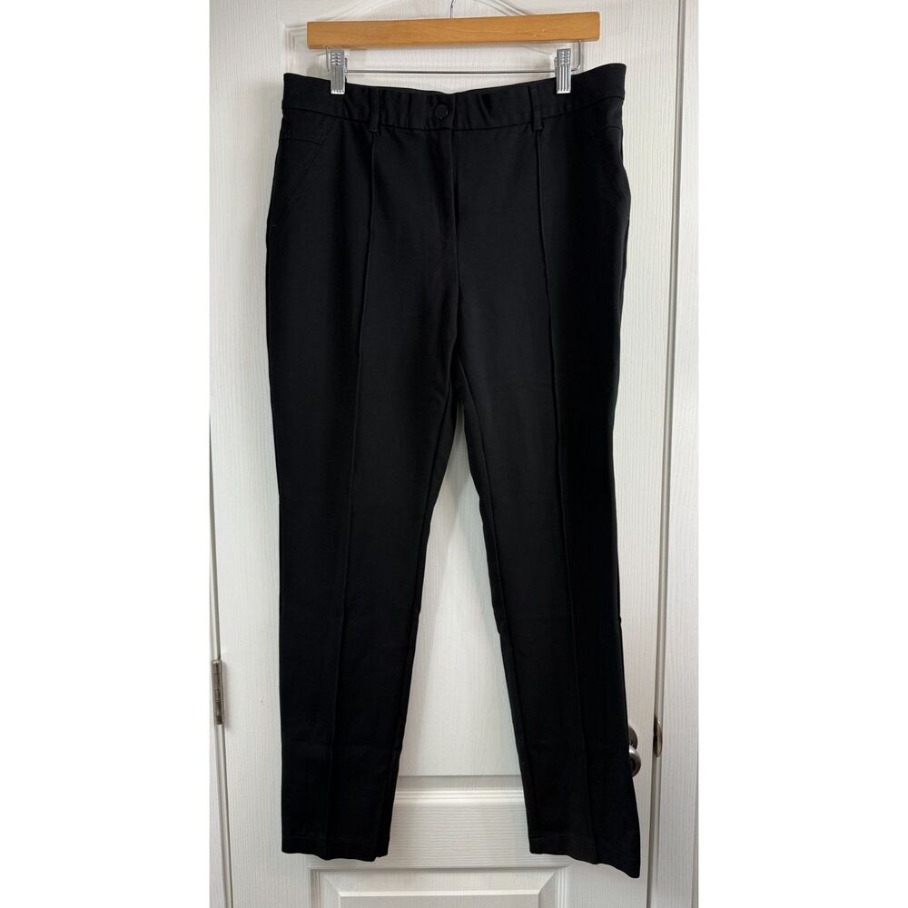 Chico's So Slimming Elyse Pants Women Size L 12 Regular (2) Black Ponte Stretch